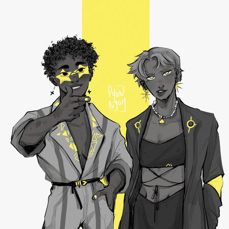 torso greyscale (two characters)