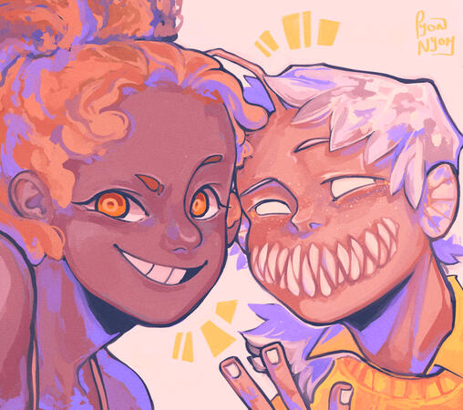 bust fully rendered (two characters)