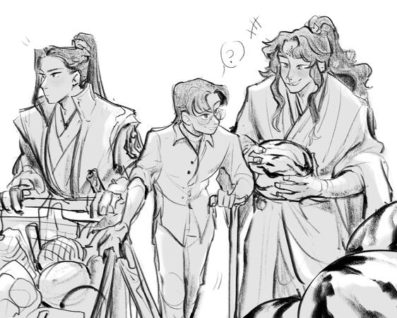 sketch three characters